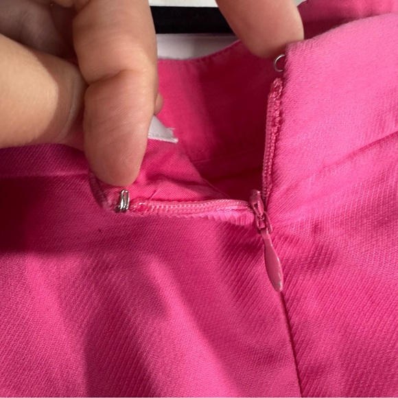 J.Crew Hot Pink Scallop Hem Pencil Skirt Size 12 Cotton Barbiecore Preppy - Picture 2 of 5